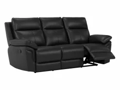Vente-unique Sofá relax mecánico 3 plazas piel búfalo PAKITA Negro Discount