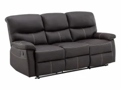 Vente-unique Sofá Relax|Sofá relax mecánico de 3 plazas de piel sintética marrón CANBY