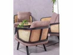 Nest Dream Sofá retro vintage en ratán natural y cojín de algodón - Leeds - Negro Discount