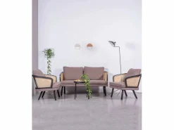 Nest Dream Sofá retro vintage en ratán natural y cojín de algodón - Leeds - Negro Discount