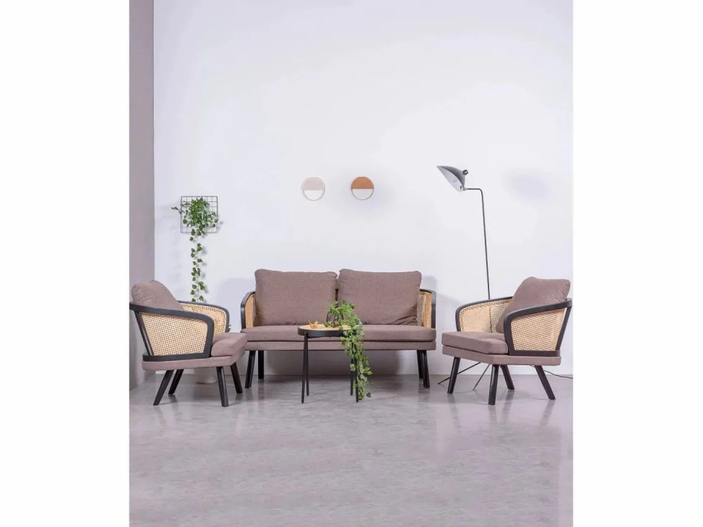 Nest Dream Sofá retro vintage en ratán natural y cojín de algodón - Leeds - Negro Discount