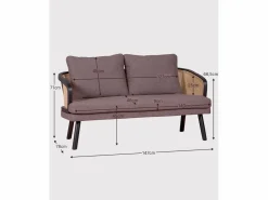 Nest Dream Sofá retro vintage en ratán natural y cojín de algodón - Leeds - Negro Discount