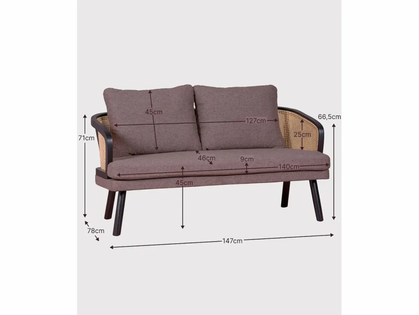 Nest Dream Sofá retro vintage en ratán natural y cojín de algodón - Leeds - Negro Discount
