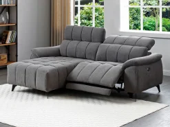 Vente-unique Sofá rinconera izquierda relax eléctrico en tela texturizada CELTIMO Gris Clearance