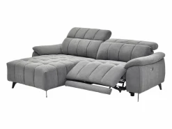 Vente-unique Sofá rinconera izquierda relax eléctrico en tela texturizada CELTIMO Gris Clearance