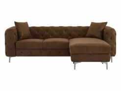 Sofá rinconera chesterfield reversible de microfibra efecto cuero envejecido marrón EDWINA^Vente-unique New