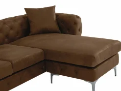 Sofá rinconera chesterfield reversible de microfibra efecto cuero envejecido marrón EDWINA^Vente-unique New