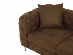 Sofá rinconera chesterfield reversible de microfibra efecto cuero envejecido marrón EDWINA^Vente-unique New