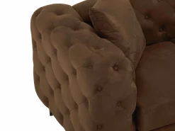 Sofá rinconera chesterfield reversible de microfibra efecto cuero envejecido marrón EDWINA^Vente-unique New