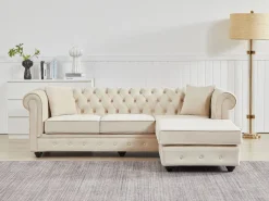 Vente-unique Todos Los Sofás|Sofá De Terciopelo|Sofá rinconera chesterfield reversible de terciopelo TOLEDO