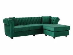 Sofá rinconera chesterfield reversible de terciopelo TOLEDO^Vente-unique