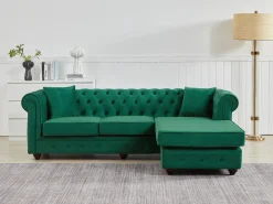 Sofá rinconera chesterfield reversible de terciopelo TOLEDO^Vente-unique