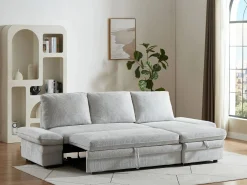 Sofá rinconera convertible y reversible en chenilla claro SIVIARA^Vente-unique