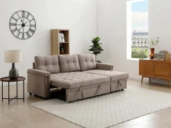 Vente-unique Sofá - 4 Plazas|Sofá rinconera convertible y reversible en tejido DERAMOP