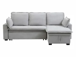 Vente-unique Sofá rinconera convertible y reversible en tejido ZAKILA Gris claro New