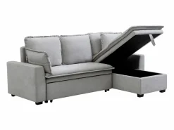 Vente-unique Sofá rinconera convertible y reversible en tejido ZAKILA Gris claro New