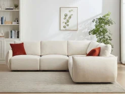 Vente-unique Sofá rinconera de 5 plazas en chenilla OCTAVINE Beige Outlet