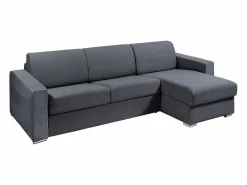 Vente-unique Sofá rinconera de apertura rápida en tela gris antracita - 140 cm - 14 cm - CALITO Gris antracita / Gris Outlet