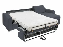 Vente-unique Sofá rinconera de apertura rápida en tela gris antracita - 140 cm - 14 cm - CALITO Gris antracita / Gris Outlet