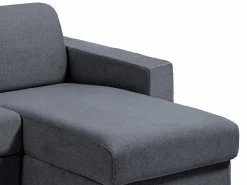 Vente-unique Sofá rinconera de apertura rápida en tela gris antracita - 140 cm - 14 cm - CALITO Gris antracita / Gris Outlet