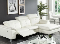 Vente-unique Sofá rinconera de piel LISMORE (ángulo derecho) Relax Blanco Sale
