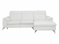 Vente-unique Sofá rinconera de piel LISMORE (ángulo derecho) Relax Blanco Sale