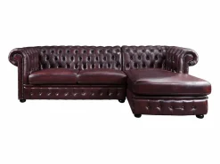 Sofá rinconera derecha chesterfield 100% piel cherry BRENTON^LINEA SOFA Online