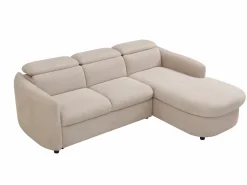 Vente-unique Sofá rinconera derecha convertible de tela RAVIELA Beige Discount