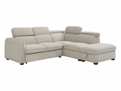 Vente-unique Sofá De Tela|Sofá Cama|Sofá rinconera derecha convertible y puf en tela BALOTIA