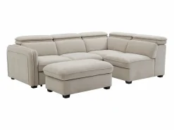 Vente-unique Sofá De Tela|Sofá Cama|Sofá rinconera derecha convertible y puf en tela BALOTIA