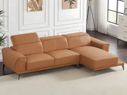 Vente-unique Todos Los Sofás|Sofá Vintage|Sofá rinconera derecha de piel de búfalo ANDOR