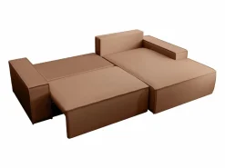 Vente-unique Sofá rinconera derecha de tela efecto cuero color marrón AMELIA Marru00f3n Online