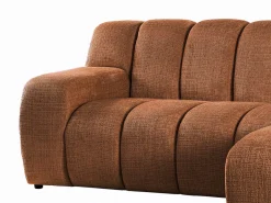 Vente-unique Sofá rinconera derecha de tejido chenilla BELADON Terracota New