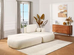 Maison Céphy Sofá rinconera derecha en tela jaspeada BROCARO de Beige