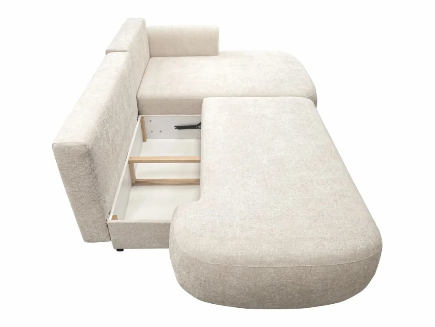 Maison Céphy Sofá rinconera derecha en tela jaspeada BROCARO de Beige