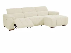 Vente-unique Sofá rinconera derecha relax eléctrico de tela efecto acolchado MOLPICA Beige New