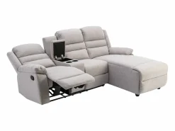 Vente-unique Sofá rinconera derecha relax: manual de tela MACEDONIA Beige Online