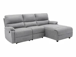 Vente-unique Sofá rinconera derecha relax eléctrico de tela LUNANO Gris claro Best