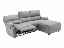 Vente-unique Sofá rinconera derecha relax eléctrico de tela LUNANO Gris claro Best