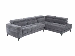 Vente-unique Sofá Relax|Sofá rinconera derecha relax eléctrico con asiento deslizante de tela antracita MONISO