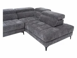 Vente-unique Sofá Relax|Sofá rinconera derecha relax eléctrico con asiento deslizante de tela antracita MONISO
