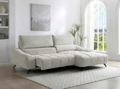Vente-unique Sofá rinconera derecha relax con asiento deslizante en tela ELOSIA Beige Hot