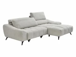 Vente-unique Sofá rinconera derecha relax con asiento deslizante en tela ELOSIA Beige Hot