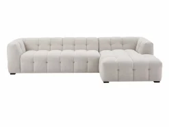 Vente-unique Sofá rinconera derecha y puf de tela moteado DILOME de Pascal Morabito Beige Online