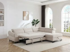 Sofá rinconera derecho convertible en tela texturizada VAVERDO^Vente-unique Discount