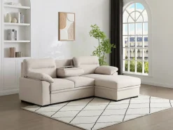 Sofá rinconera derecho convertible de tela ULENIO^Vente-unique Discount