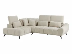 Sofá rinconera izquierda con respaldo reclinable en terciopelo texturizado MAVIRO^Vente-unique