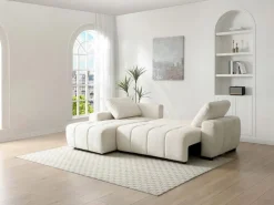 Vente-unique Sofá Cama|Sofá Rinconera|Sofá rinconera izquierda convertible en chenilla KOUMALO