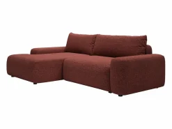 Vente-unique Sofá - 4 Plazas|Sofá Cama|Sofá rinconera izquierda convertible en chenilla burdeos DAVISO