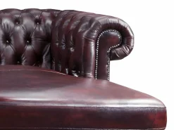 LINEA SOFA Sofá rinconera izquierda chesterfield 100% piel cherry BRENTON Granate